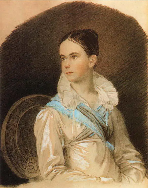 Портрет Н В Кочубей 1813 Бумага итальянский карандаш акварель Ленинград - фото 41