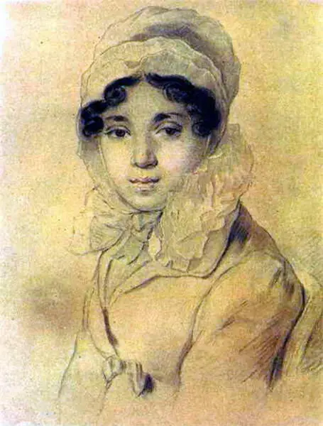 Портрет М А Кикиной 1816 Бумага итальянский карандаш сангина тушь - фото 67