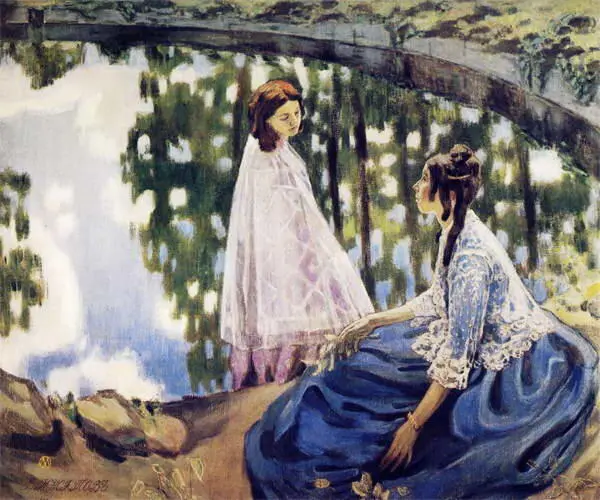 Водоем 1902 Дама в голубом 1902 Сон божества Эскиз панно 19041905 - фото 92