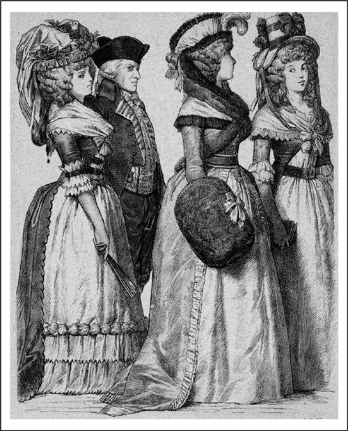 Женская и мужская мода 17891790 Немецкая гравюра Ок 1790 О волокиты - фото 17