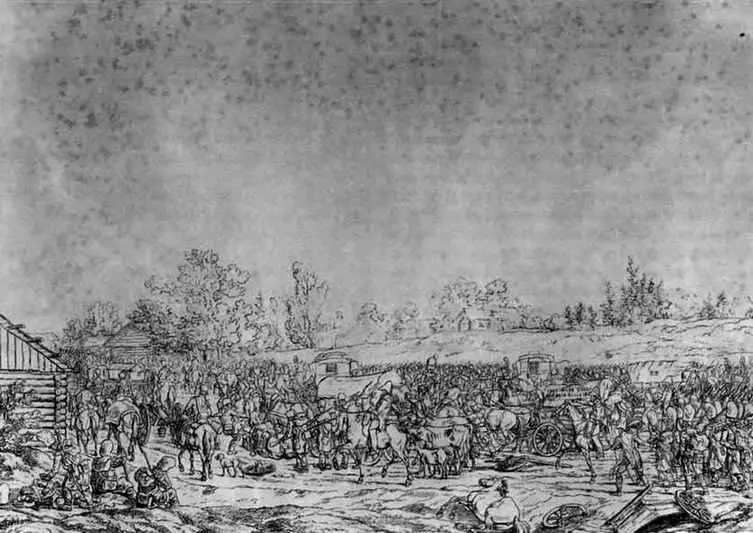 А Адам Марш 4го корпуса по дороге из Пилоны в Кроны 1 июля 1812 г Рисунок - фото 159
