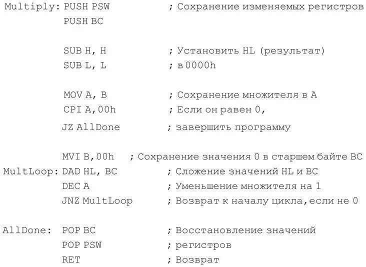 Обратите внимание первая строка подпрограммы начинается с метки Multiply Эта - фото 410