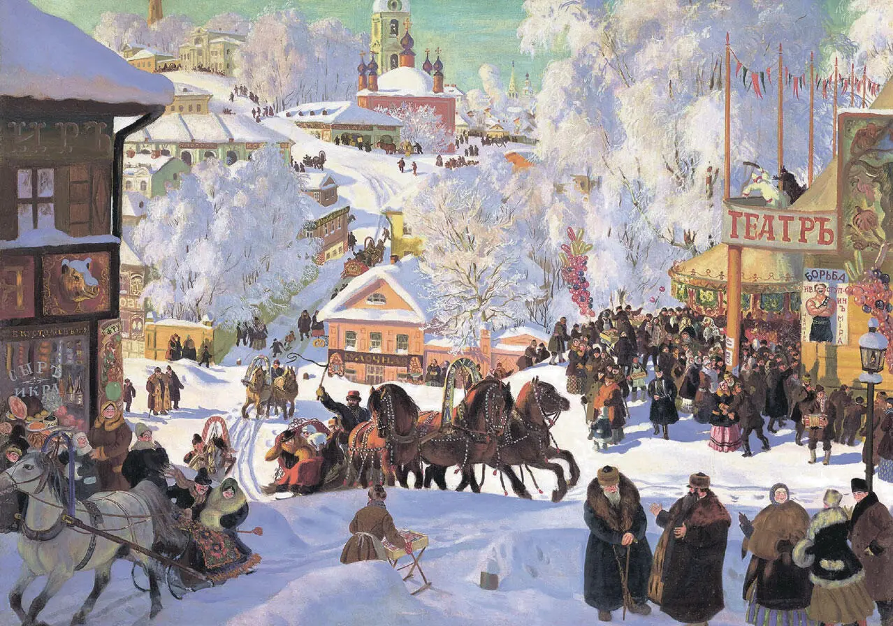 Борис Кустодиев в 1919 году все еще живописует праздничный зимний мир которого - фото 132