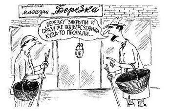 Карикатура о закрытии Березок Крокодил 1988 22 С 11 Автор В Дубов - фото 21