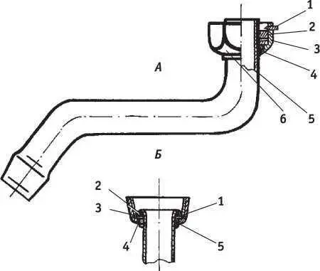 Излив со стопором А конструкция изливи 1 стопорный винт 2 прокладка - фото 127