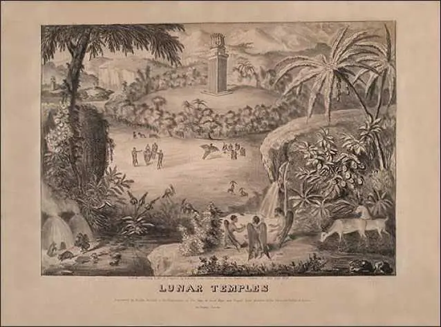 Лунные храмы Литография изданная газетой The Sun 1835 Крыша была - фото 9