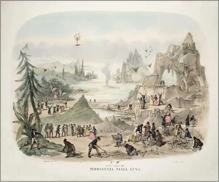 Гаэтано Дура Обустройство на Луне Литография Неаполь 1836 Гаэтано - фото 20
