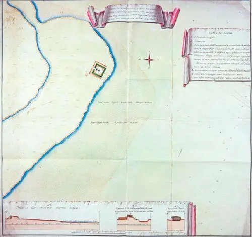 План и профили редута на острове Мудьюг А Ф Обручев 1790 г Из фондов - фото 31