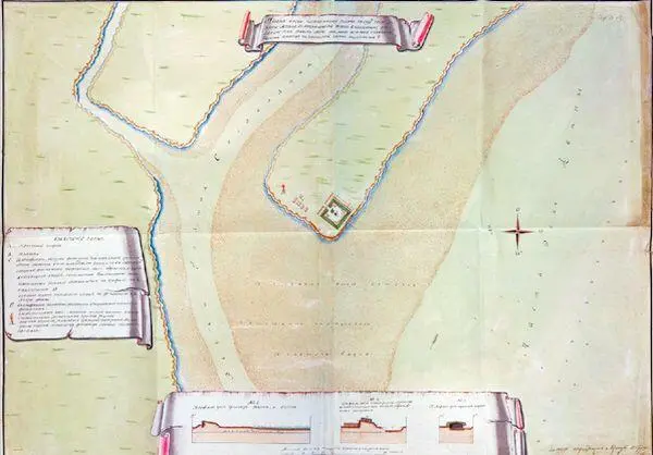 План и профили редута на острове Самоноска А Ф Обручев 1770 г Из фондов - фото 33