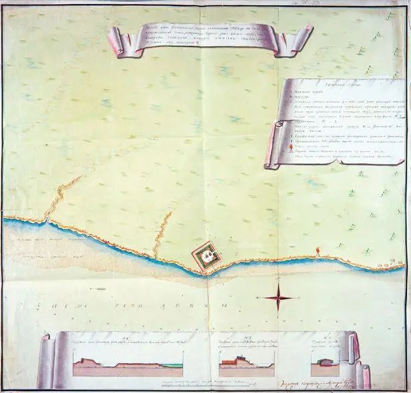 План и профили редута на острове Лясомин А Ф Обручев 1790 г Из фондов - фото 36