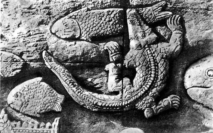 Рельеф из храма Байом в Ангкоре Камбоджа XII в Созданы крокодильи фермы и - фото 142