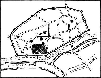 Кремль Коломны в XIVXVI вв Заштрихованная часть XIV в Древнерусское - фото 20