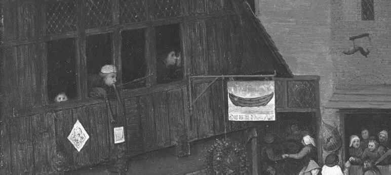 Рис 24 В окне кабака под флагом корабля дураков виднеется милующаяся пара - фото 29