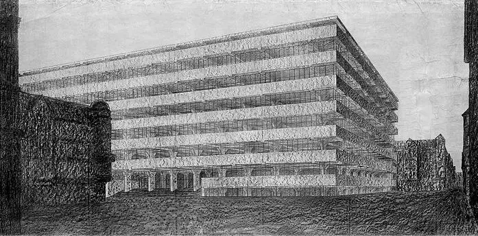 Людвиг Мис ван дер Роэ Бетонное офисное здание 1923 Перспектива В Баухаусе - фото 13