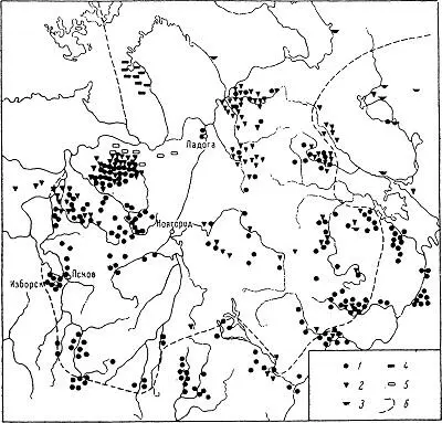 Новгородская земля в XIIXIV вв Седов 1979 С 79 1 курганные могильники - фото 35