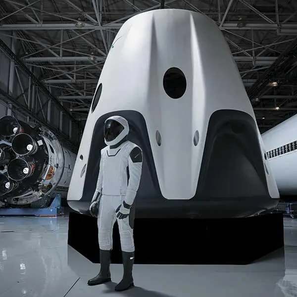 Модель демонстрирует скафандр компании SpaceX SpaceX Самолетноситель - фото 19