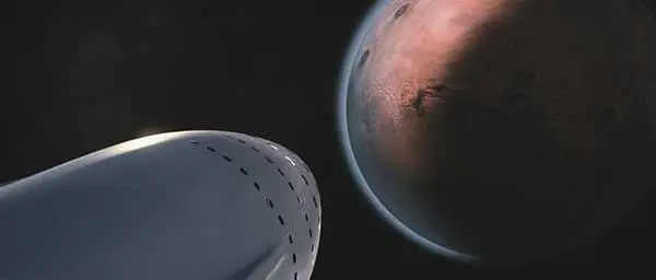 Приближение ракеты BFR компании SpaceX к Марсу в представлении художника - фото 21