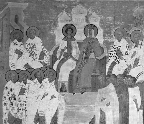 Дионисий и мастерская VII Вселенский собор Фреска церкви Рождества Пресвятой - фото 215