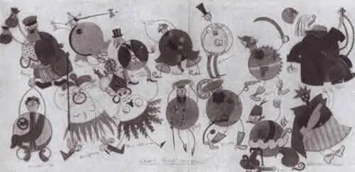 Сделанные Маяковским эскизы костюмов к Мистериибуфф Семь пар чистых 1919 - фото 31