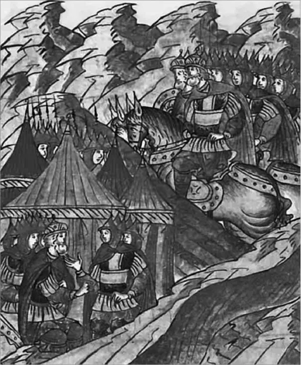 Боевой стан на реке Сить Миниатюра Лицевого летописного свода XVI в Силы - фото 22