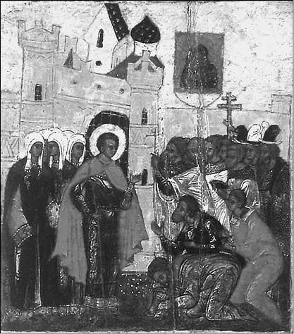 Князь Федор Ростиславич Черный прибывает в Ярославль Клеймо иконы XVI в - фото 41