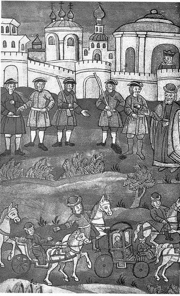 Заточение Софьи в Новодевичий монастырь в 1689 году Миниатюра из рукописи П - фото 28