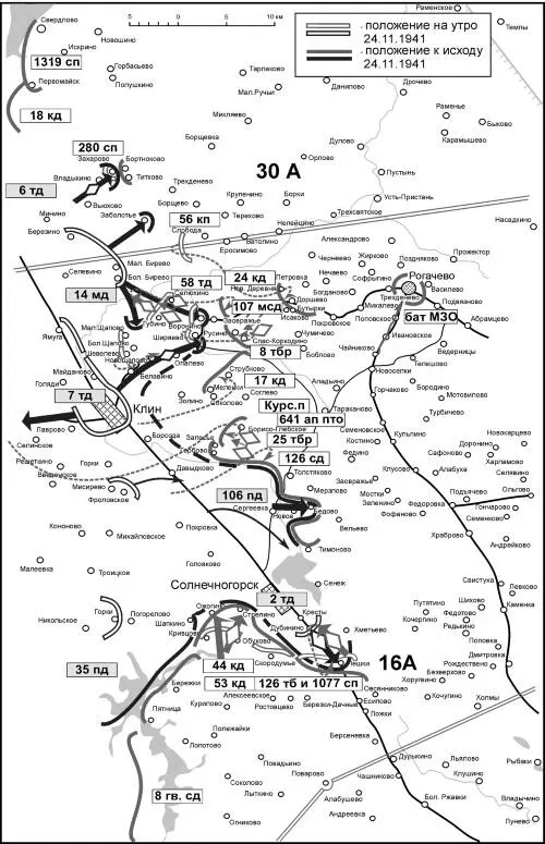 Положение на правом фланге Западного фронта 24 ноября 1941 г Одновременно в - фото 20