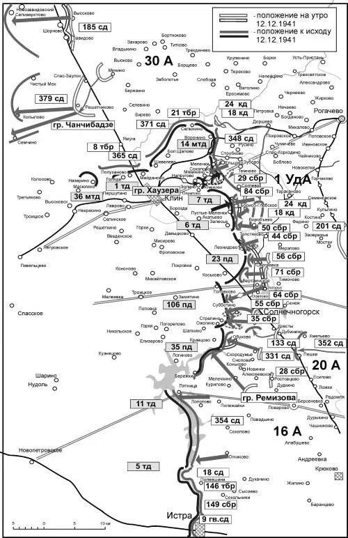 Положение на правом фланге Западного фронта 12 декабря 1941 г В том же районе - фото 147