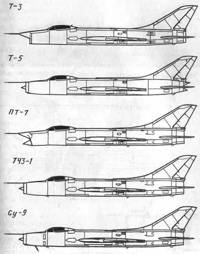 Рис 158 Схемы опытного самолетаистребителя Т3 и машин построенных на его - фото 152