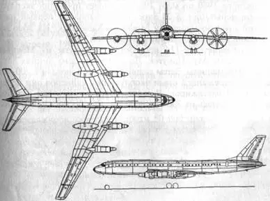 Рис 204 Схема самолета Ту114 Большой диаметр фюзеляжа по сравнению с Ту104 - фото 200