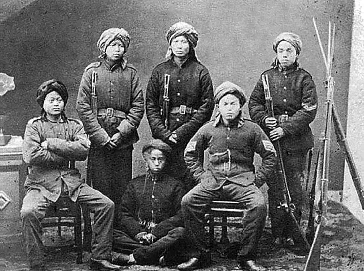 Китайские солдаты Всегда побеждающей армии Фотография XIX века Отряд под - фото 50