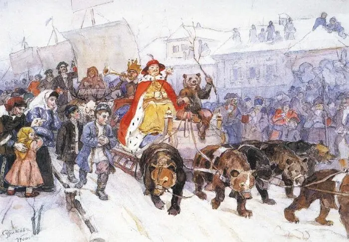 Суриков В Большой маскарад в 1722 году на улицах Москвы с участием Петра I и - фото 13