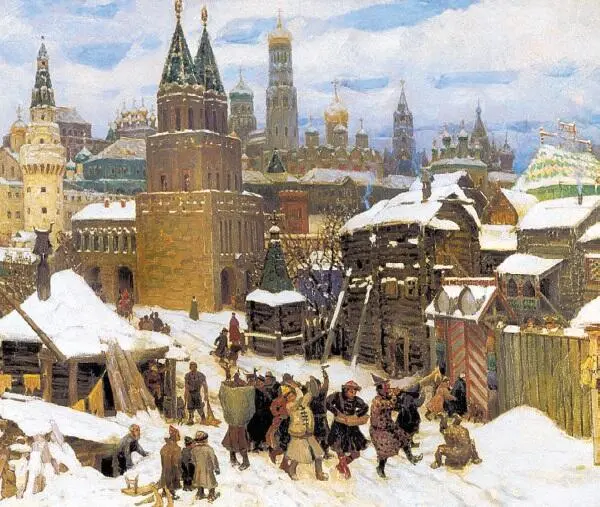 Васнецов А Всехсвятский каменный мост Москва конца XVII в Скоморохи - фото 82