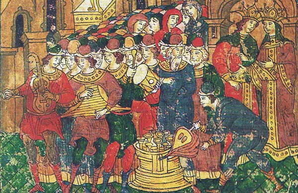 Средневековый оркестр Миниатюра летописного свода XVI века Естественно что - фото 104