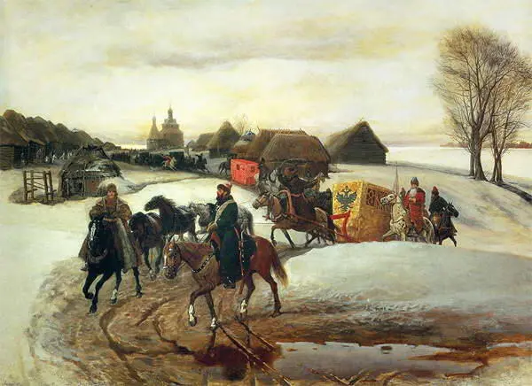 В Г Шварц Вешний царский выезд на богомолье Масло 1868 год Сам царский - фото 129