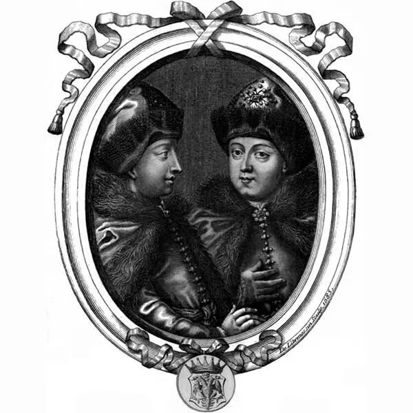 Н Лармессен Портреты царей Ивана и Петра Алексеевичей Гравюра Около 1685 - фото 135