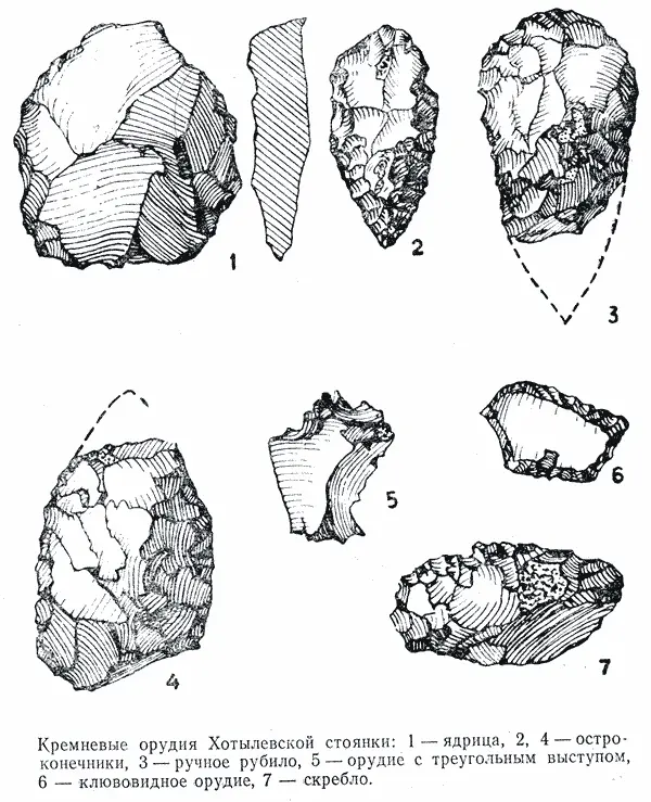 Кремневые орудия Хотылевской стоянки 1ядрица 2 4 остроконечники 3 - фото 2