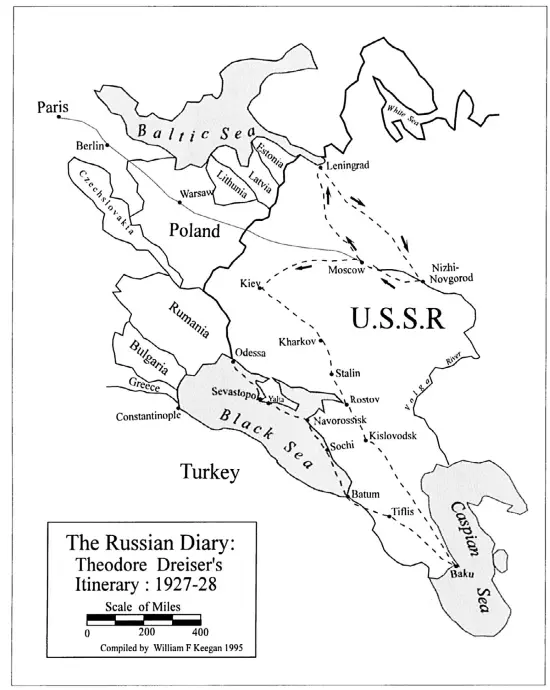 Надписи на карте на с 24 Русский дневник Маршрут Теодора Драйзера в - фото 1