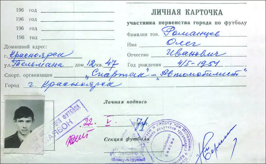 Моя первая личная карточка футболиста В футболке юношеской сборной СССР - фото 34