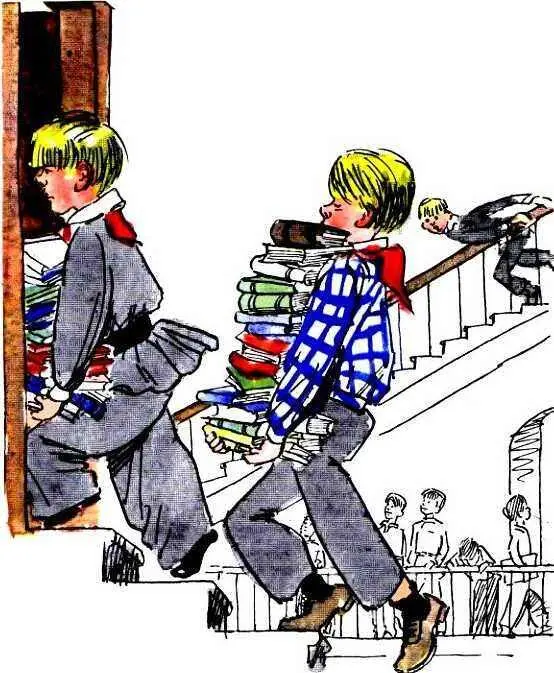 Она дала нам целую стопку книг для четвёртого класса и мы перетащили их в наш - фото 42