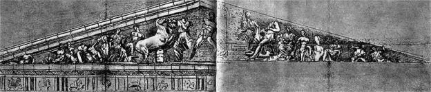 Западный фронтон Парфенона рисунки Жака Каррея 1674 и современна - фото 347