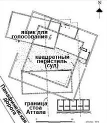 Вокруг северного конца стои Аттала находятся руины квадратного перистиля 54 - фото 494