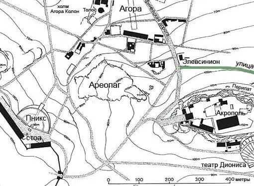 Западнее и югозападнее Ареопага находились три ключевых холма Афин Нимф - фото 641