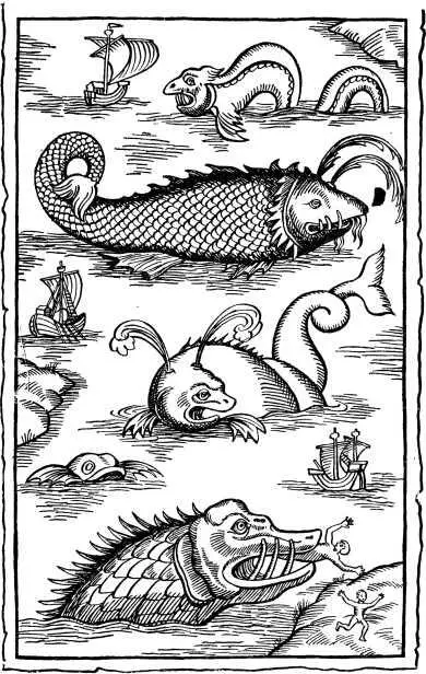Морские чудовища Рисунок из средневековой книги Тут рыбаки принимаются - фото 17