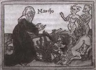 Прорицательница Манто дочь Тиресия вызывает демонов Гравюра 1474 г - фото 34