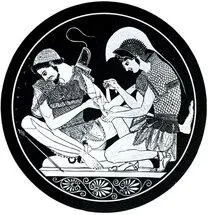 281 Ахилл перевязывающий Патрокла Роспись килика Сосия Около 500 г до н - фото 287