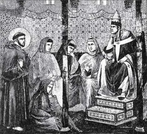 Франциск Ассизский проповедует перед папой Гонорием III Фреска Джотто в церкви - фото 261