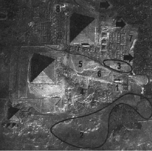 Рис 22 Топография Гизы 1 Сфинкс 2 главное вади 3 меньшее вади 4 - фото 15
