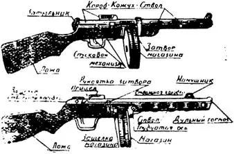Рис 30 Пистолетпулемет образца 1940 года ППД и пистолетпулемет образца 1941 - фото 33