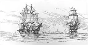 Стычка между USS Chesapeake и HMS Leopard Рис карандашом 1897 г Худ Ф - фото 10